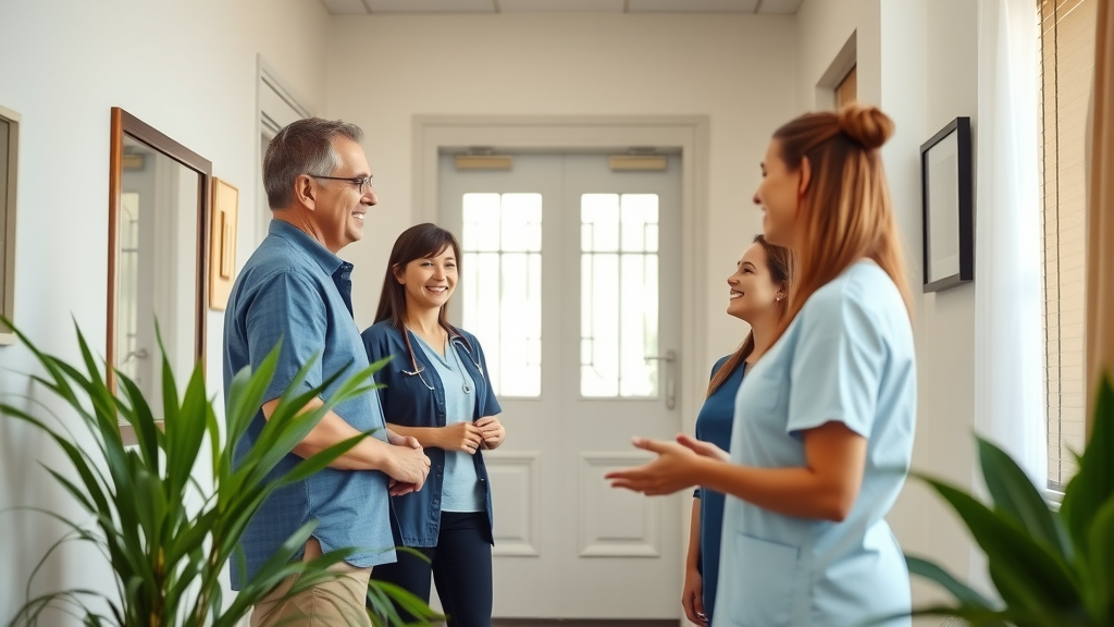 Chiropractor in Gig Harbor welcoming office entrance with friendly staff and calming modern clinic interior