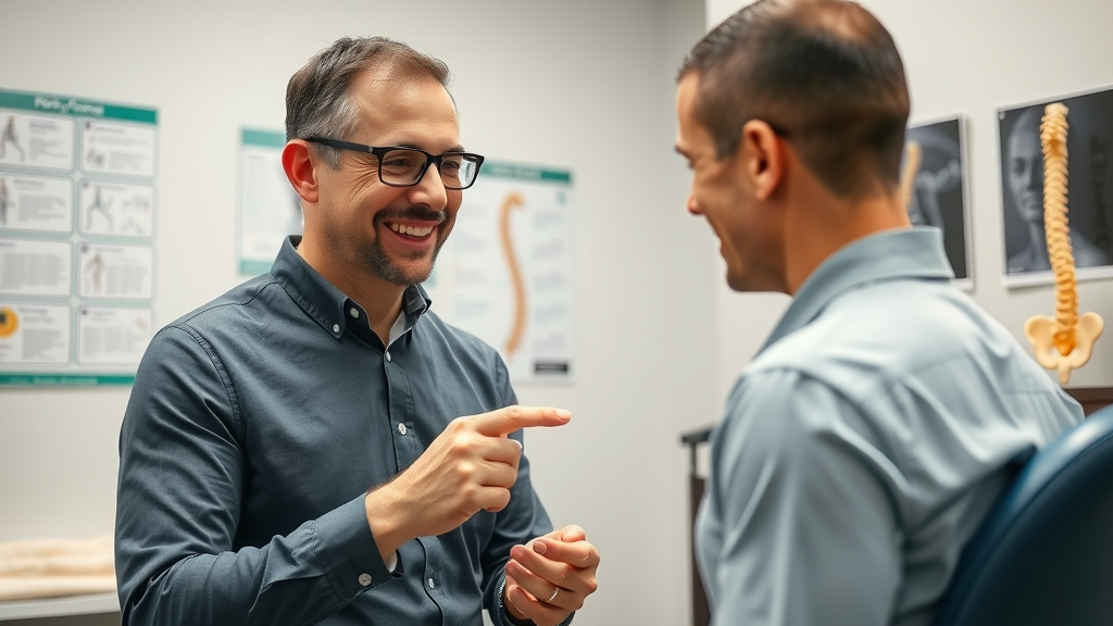 chiropractor in gig harbor explaining spinal model for pain relief