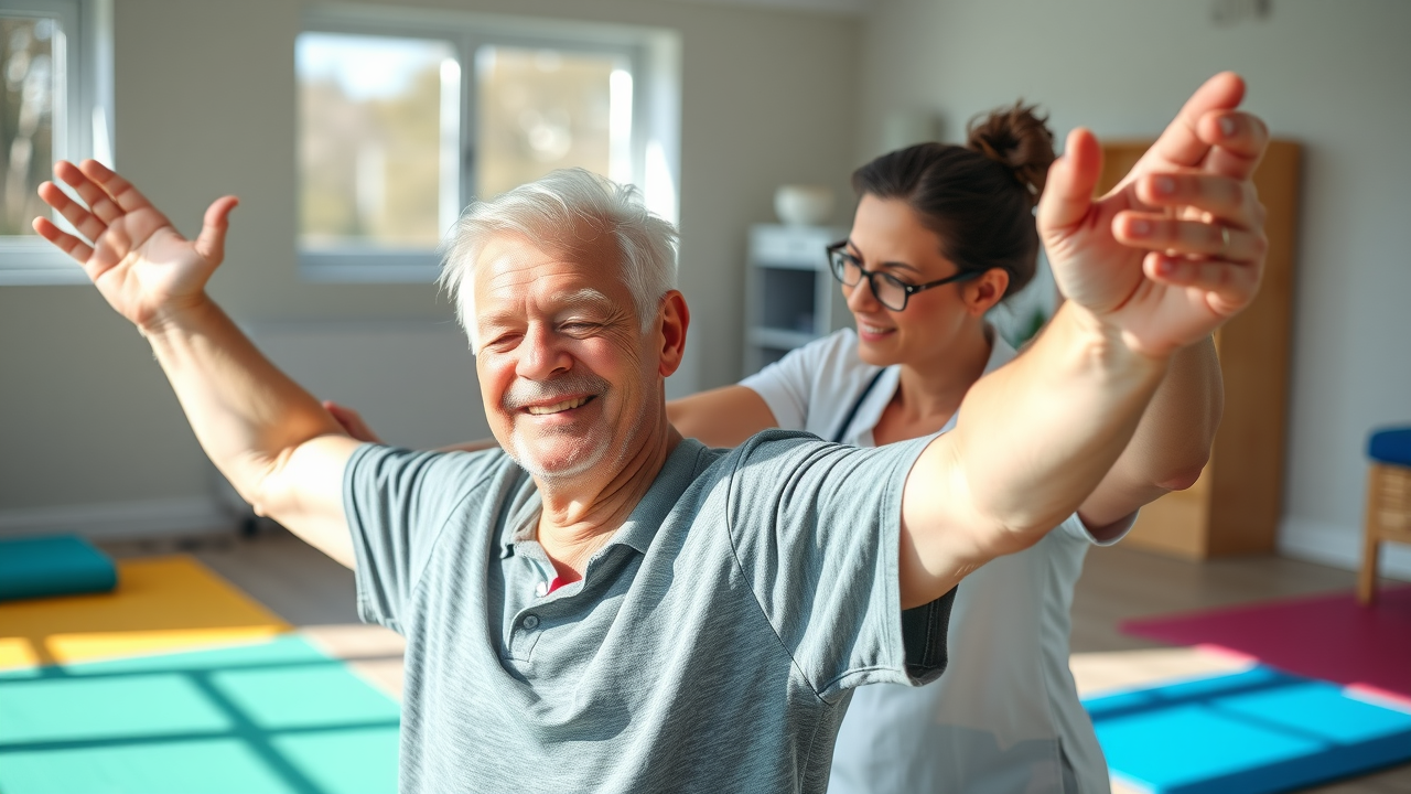 motivated patient dynamic stretching with chiropractor in gig harbor
