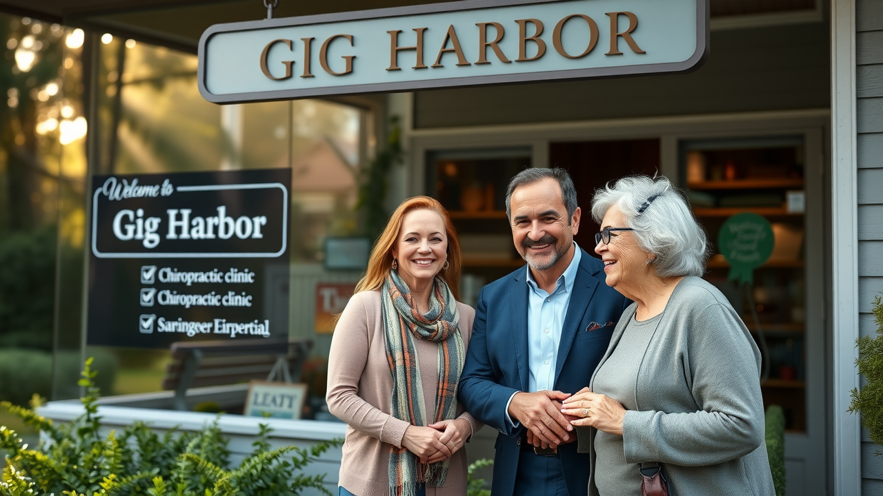 chiropractor in gig harbor welcoming clinic exterior with friendly staff