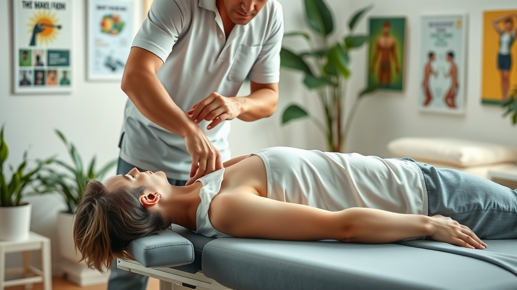Chiropractor in Gig Harbor performing gentle spinal adjustment for neck and back pain, relaxing environment, popular chiropractic technique