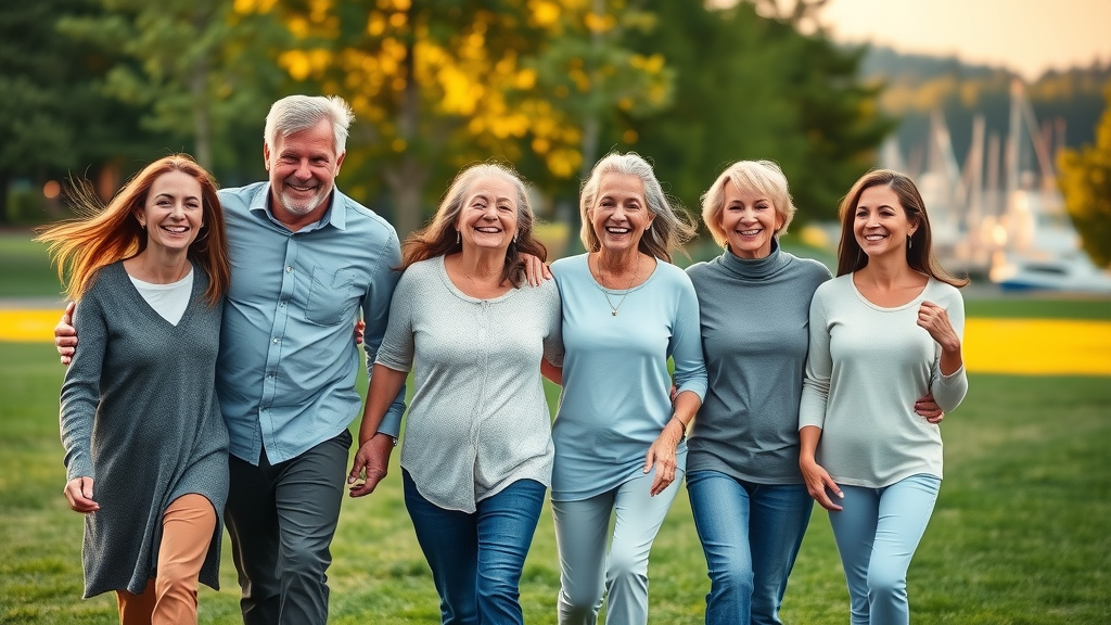 multi-generational family after chiropractic wellness session in lush gig harbor park