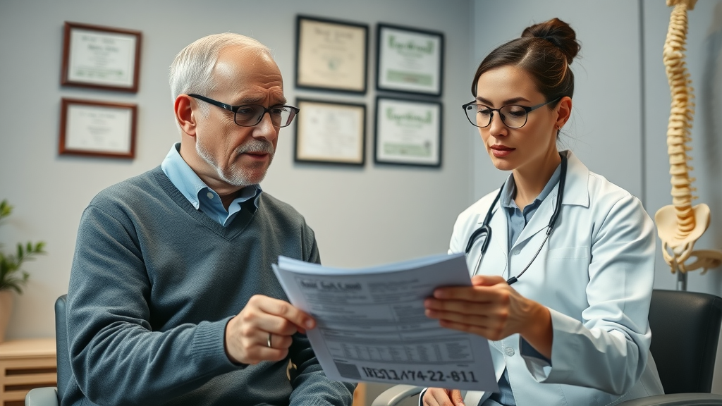 Senior having a professional consultation with licensed chiropractor in Gig Harbor, reviewing treatment options together.