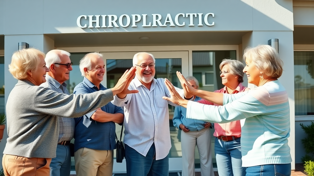 Vibrant seniors outside top Gig Harbor chiropractic wellness center, celebrating their pain relief and health.