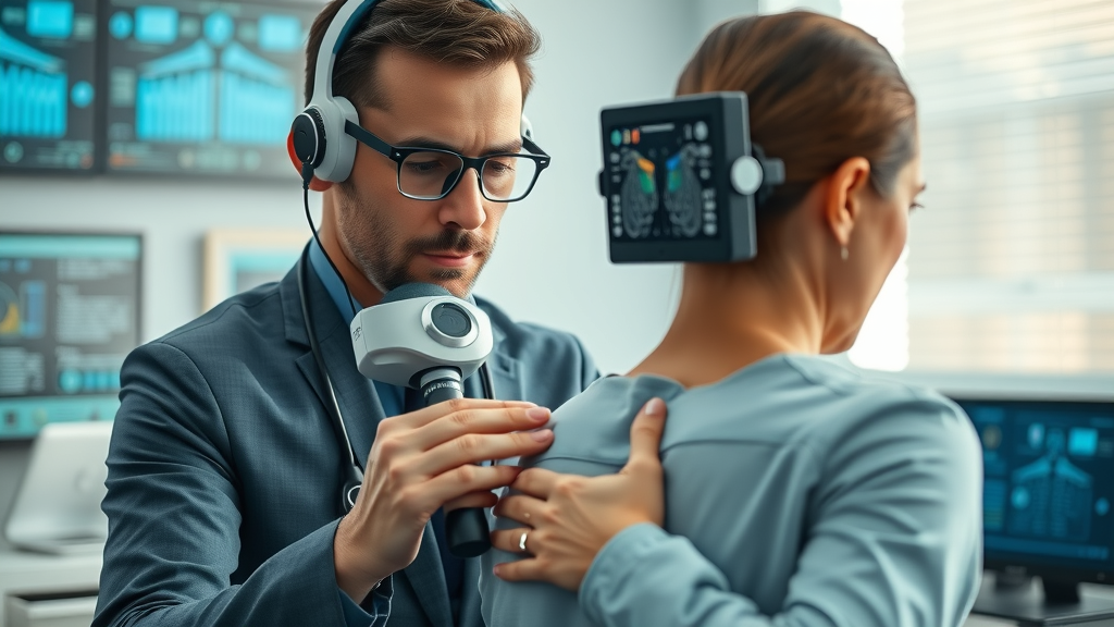 Chiropractor using advanced assessment tools for back pain and posture in Gig Harbor