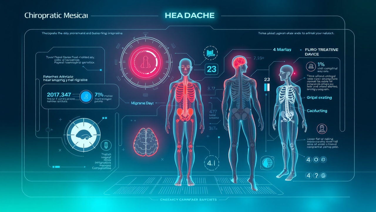 Medical infographic showing effectiveness of chiropractic treatment for migraine and headache relief by a back pain chiropractor in Gig Harbor