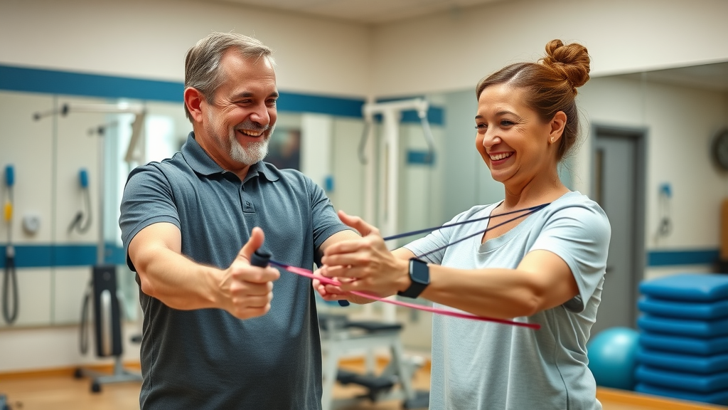Dynamic physical therapy session in Gig Harbor, showing patient and therapist collaborating for pain relief and rehabilitation after a car accident