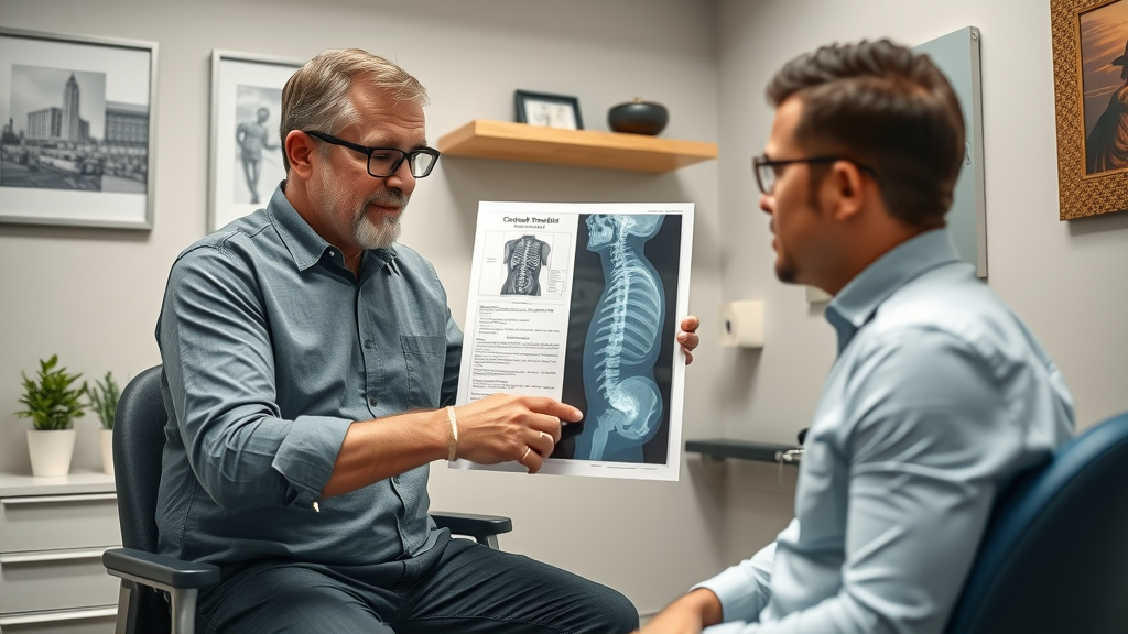 fox chiropractic wellness center in gig harbor experienced chiropractor reviewing spine x-ray for personalized treatment plan