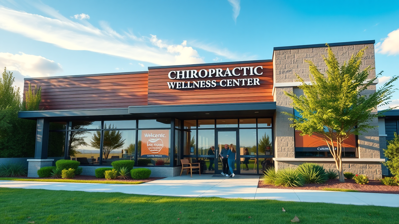 modern gig harbor chiropractic wellness center with lush landscaping and welcoming entrance
