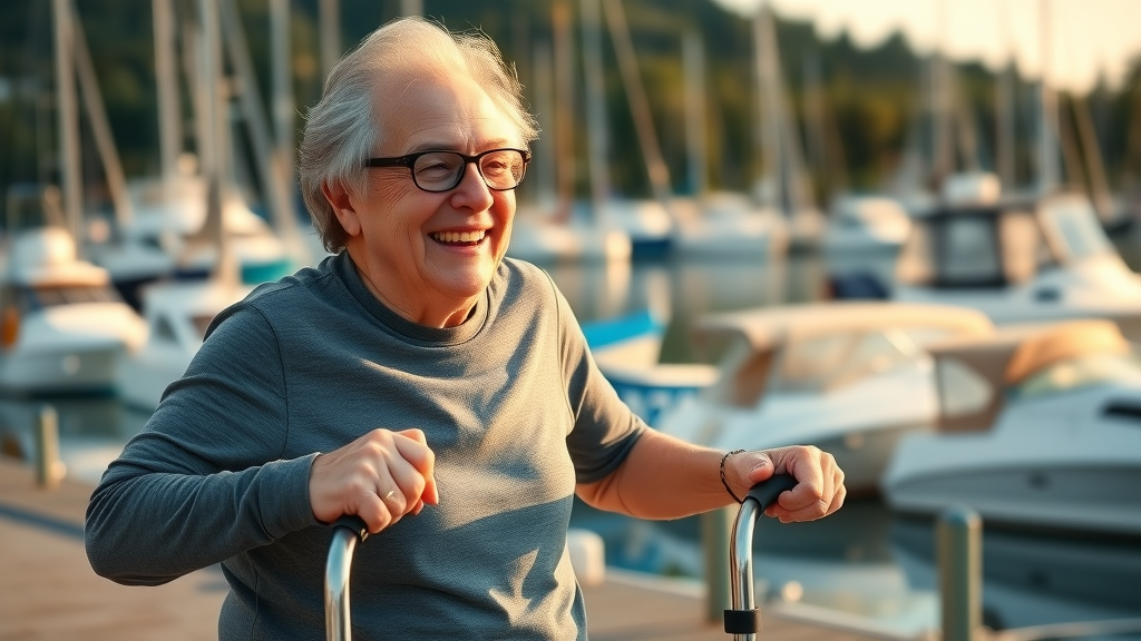 happy patient with improved mobility after back pain chiropractor gig harbor enjoying gig harbor marina