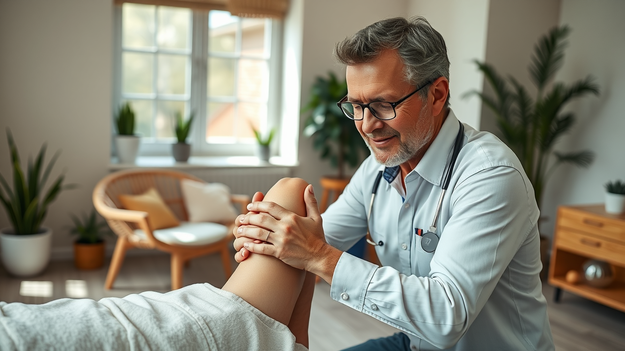 Chiropractic manual knee adjustment at Fox Chiropractic Wellness Center for pain relief