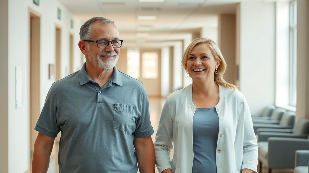Patient and chiropractor during first visit at clinic in Gig Harbor with warm welcome