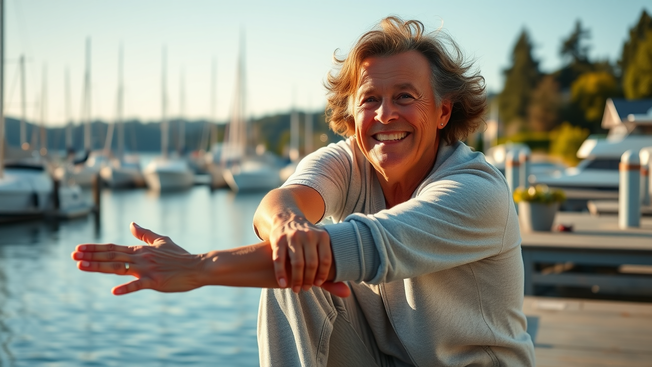 Elated patient restored mobility after treatment at Gig Harbor chiropractic wellness center