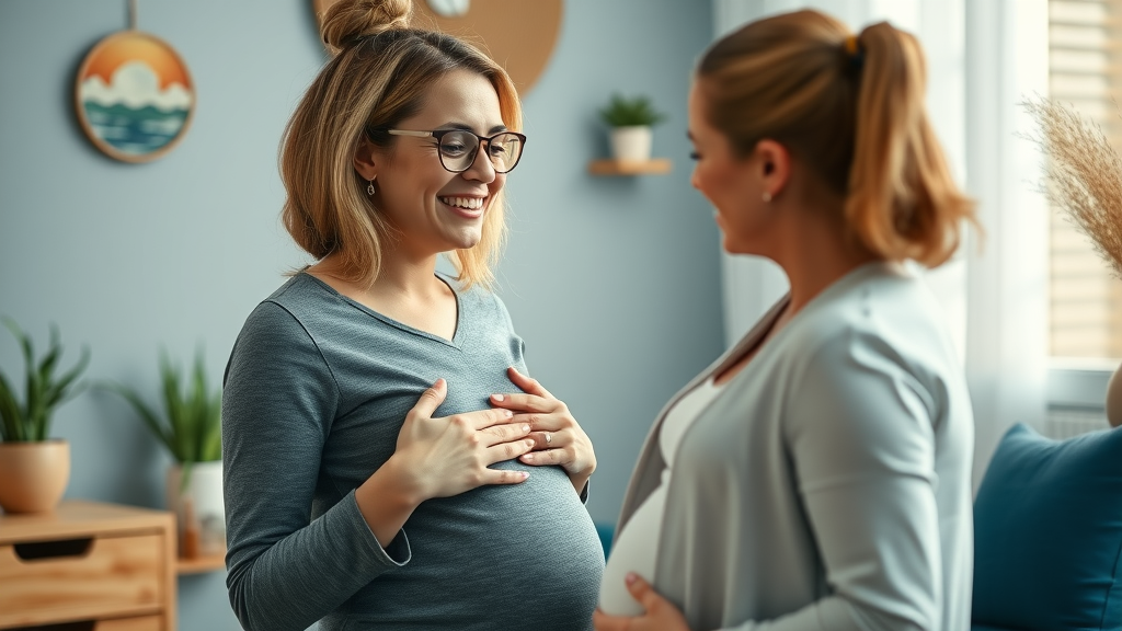 pregnant woman receiving posture and home care tips from gig harbor chiropractor during consultation
