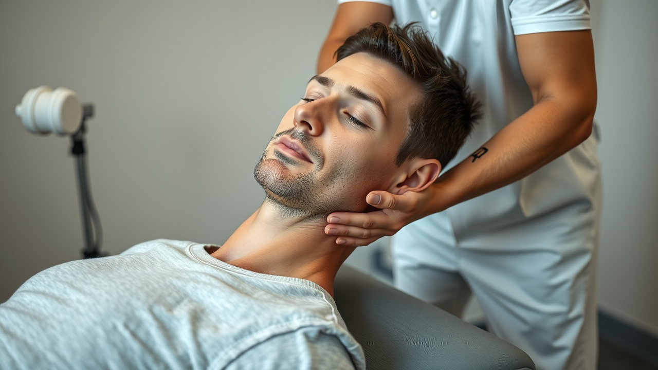 skilled harbor chiropractor gig harbor performing spinal adjustment, gentle hand movement, relaxed patient, pain relief