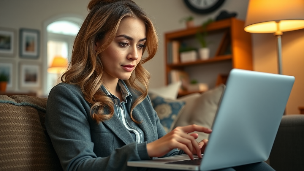 woman researching gig harbor chiropractor reviews online, interested in switching back pain chiropractor, pain relief focus