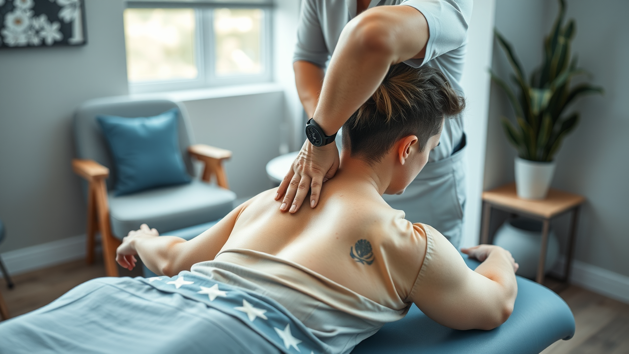 Professional chiropractor at Harbor Chiropractic Wellness Center in Gig Harbor performing a gentle back adjustment for pain relief in a calming and modern treatment room.