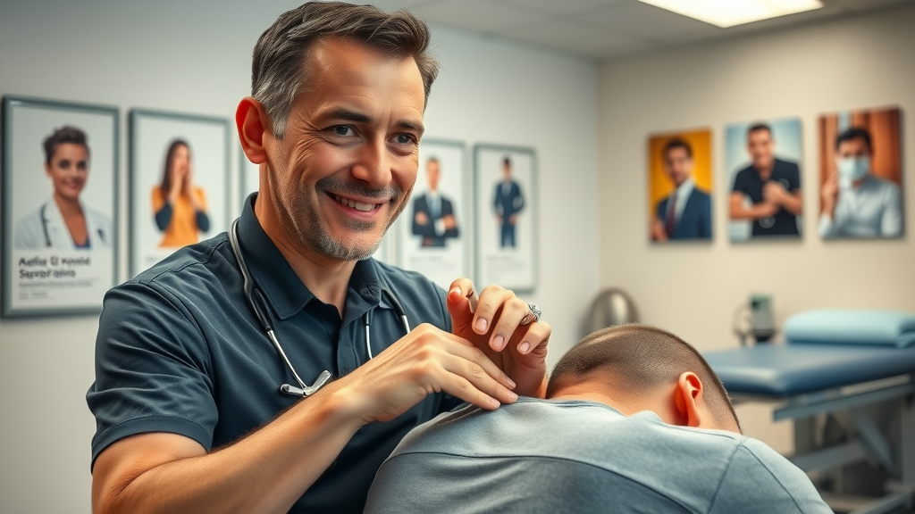 Chiropractor performing neck adjustment in modern Gig Harbor clinic - spinal alignment, gentle care