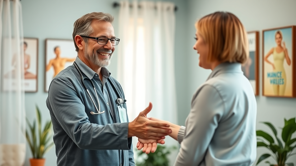 welcoming chiropractor greeting a patient, chiropractic wellness center Gig Harbor, open and friendly, gig harbor chiropractor