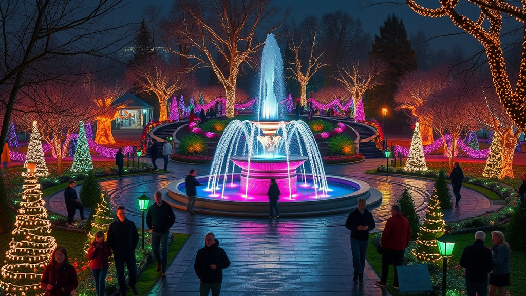 Butchart Gardens glowing with Christmas lights in Victoria Canada