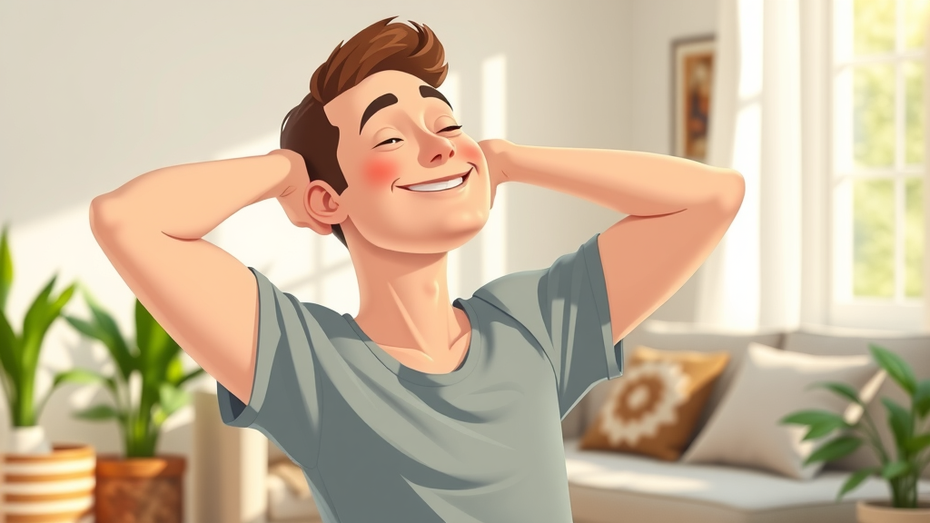 Motivated adult doing gentle neck stretching at home for neck pain prevention in Gig Harbor