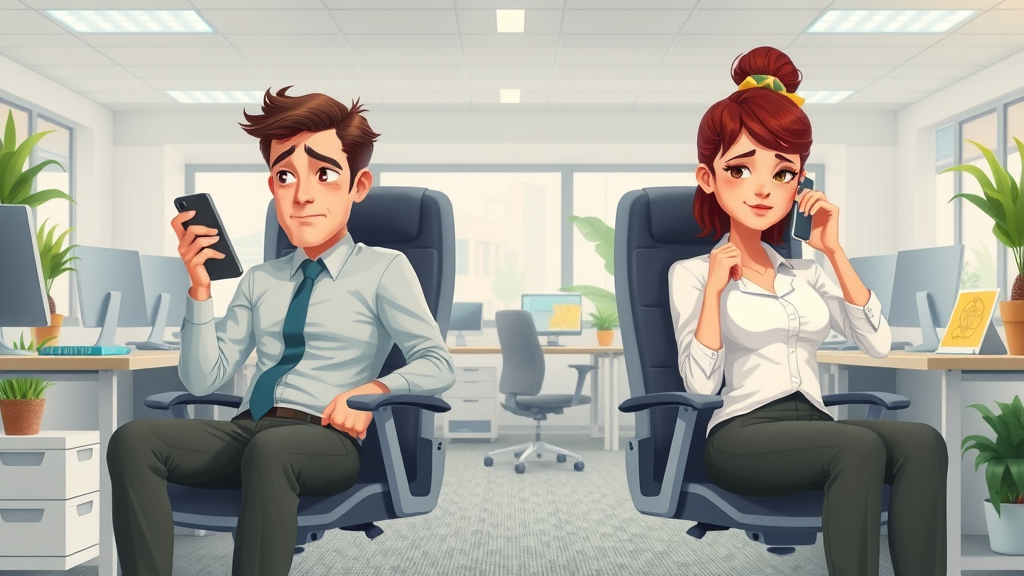 Gig Harbor chiropractor - office workers with poor posture causing neck pain at their desks