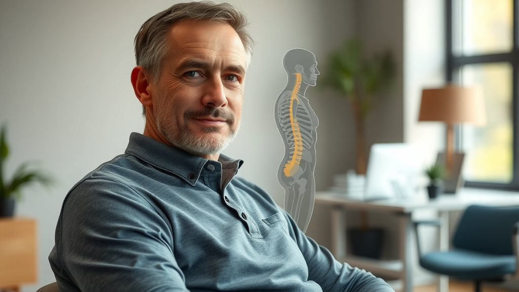 Adult patient in Gig Harbor chiropractic office showing posture problems, ergonomic setting, neck pain chiropractor gig harbor