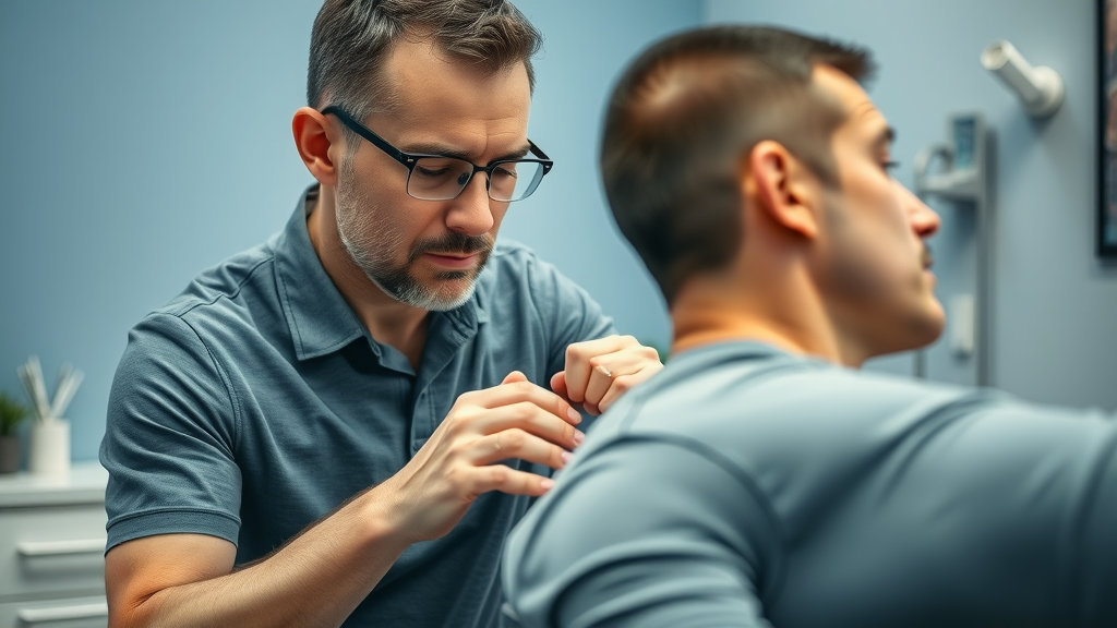 Dedicated chiropractor performing spinal adjustment for neck pain in Gig Harbor clinical setting