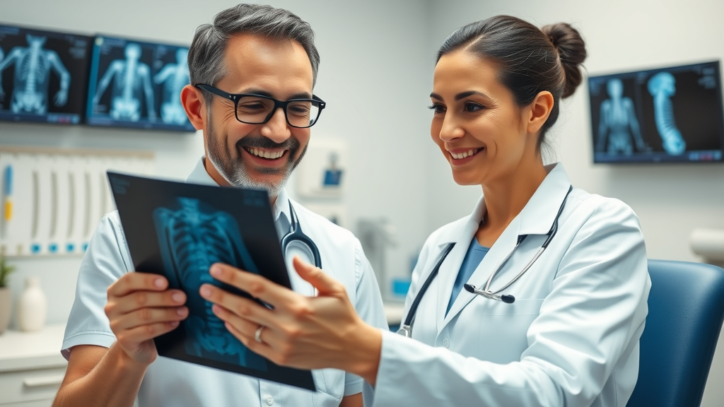 friendly chiropractor Gig Harbor, explaining X-ray to patient, neck pain chiropractor gig harbor