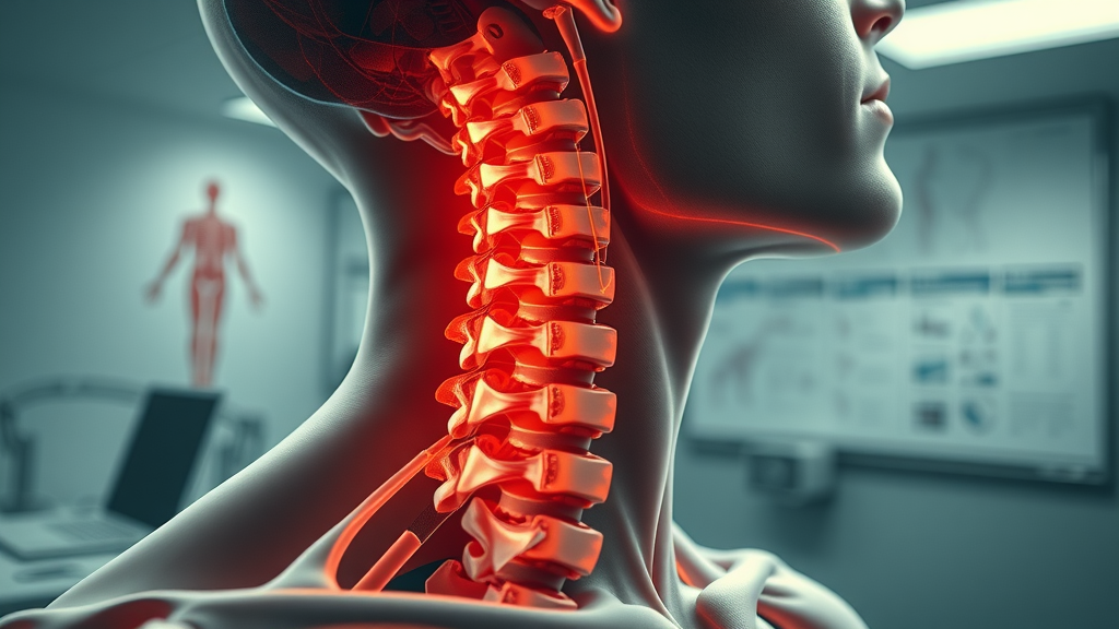 Anatomical illustration of cervical spine injuries common in sports, neck pain chiropractor Gig Harbor