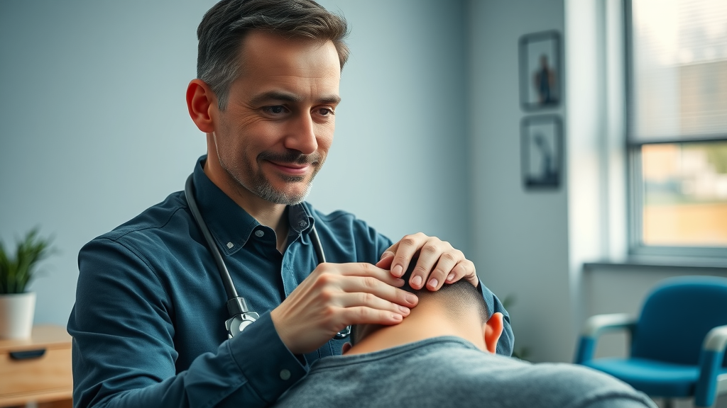 neck pain chiropractor gig harbor performing gentle neck adjustment on patient