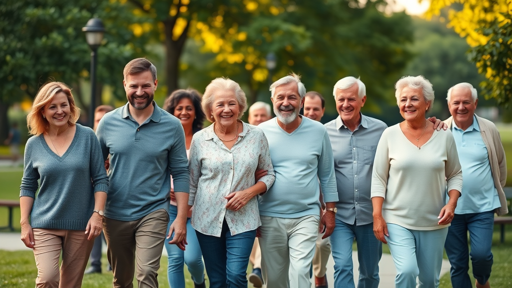 diverse group celebrating relief from neck pain outdoors Gig Harbor chiropractor