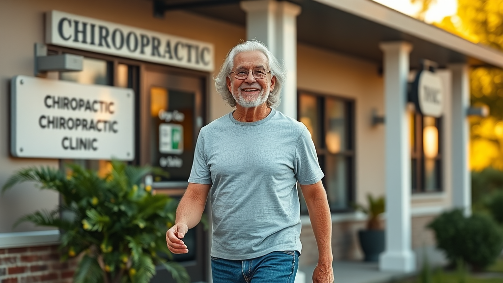 Satisfied patient leaving neck pain chiropractor in Gig Harbor