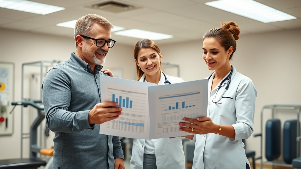 collaborative therapy team, chiropractor and physical therapist, Gig Harbor, reviewing patient progress, wellness center