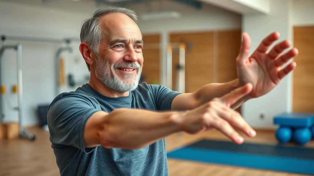Back pain patient in Gig Harbor performing therapeutic stretches with physical therapist for chiropractic relief