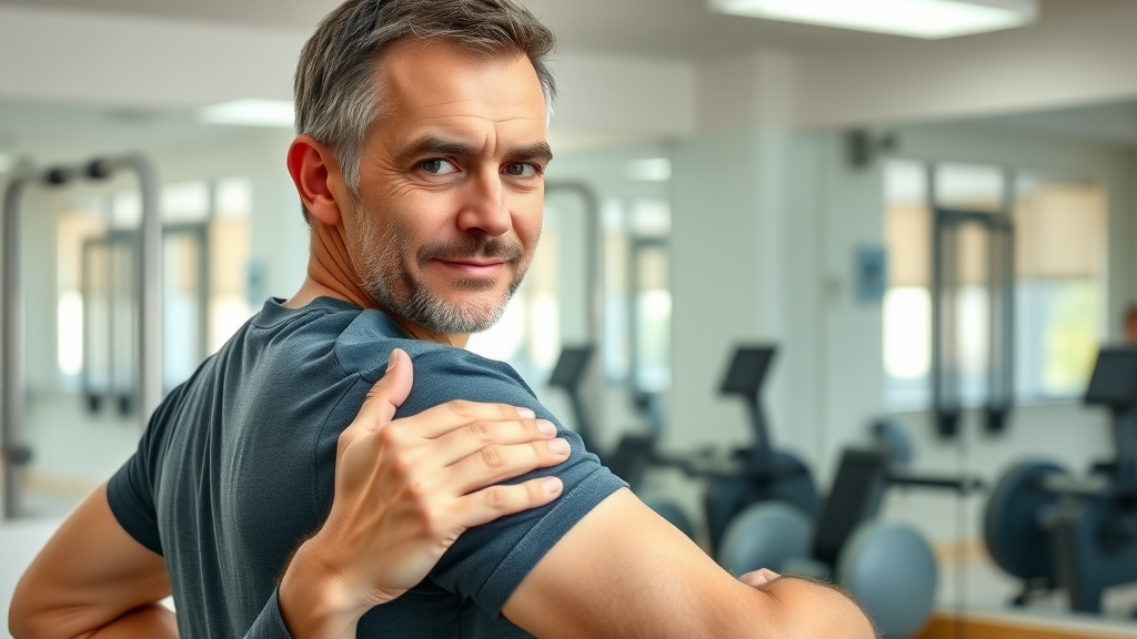 Active patient recovering from back pain with a back pain chiropractor in Gig Harbor during a rehabilitation exercise session in a clinic gym