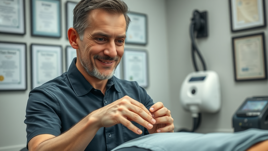 Experienced chiropractor demonstrating manual adjustment for pain relief at a Gig Harbor clinic