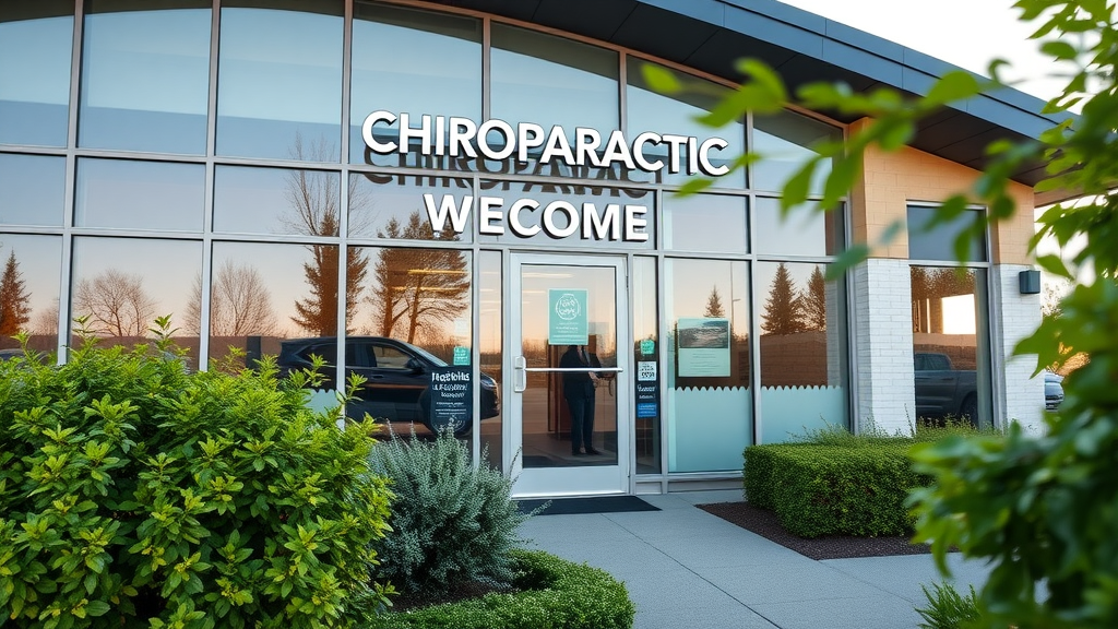 Back Pain Chiropractor Gig Harbor - Modern accessible chiropractic clinic with welcoming exterior, manicured landscape, and glass facade in Gig Harbor under natural daylight.