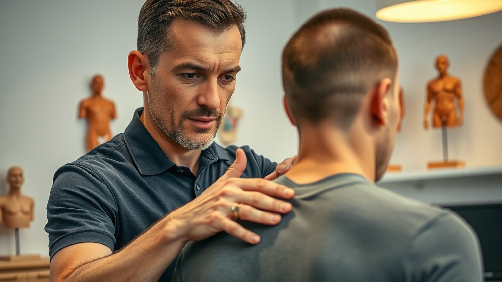 Gig Harbor chiropractor performing spinal adjustment in a bright, modern treatment room to relieve back pain and improve alignment