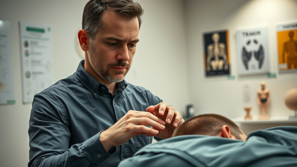 professional chiropractor performing spinal adjustment on a patient in a therapy room, chiropractic treatment gig harbor