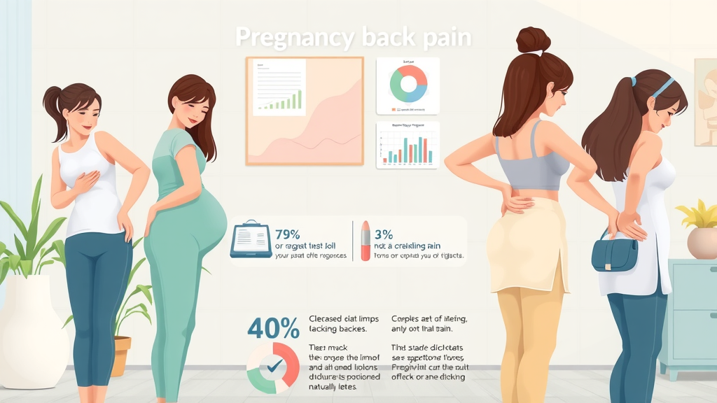 Informative health infographic showing statistics on pregnancy back pain among expecting mothers in Gig Harbor.