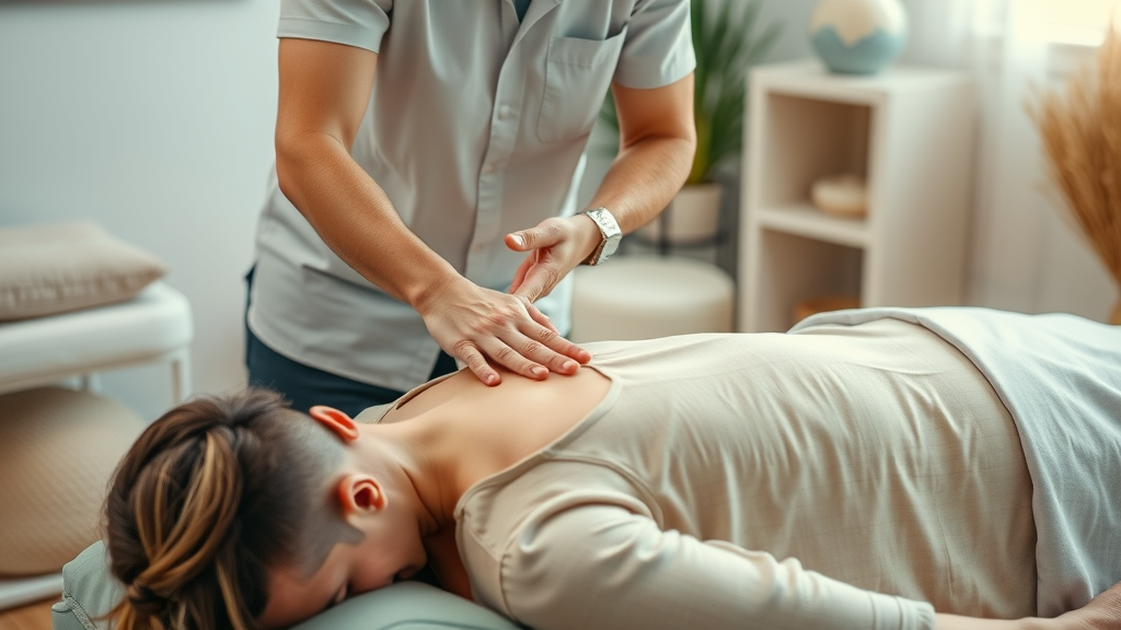 chiropractor gig harbor performing gentle manual adjustment on patient in serene therapy room at wellness center