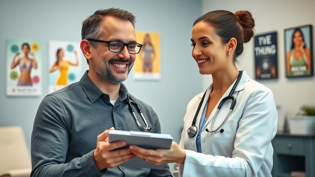 First-time patient at Gig Harbor chiropractic wellness center with attentive chiropractor guiding intake and assessment process.