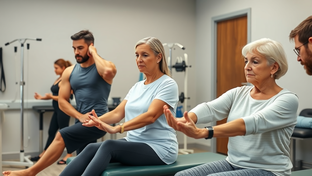 Diverse patients, including athlete and elderly woman, receiving holistic therapies at gig harbor chiropractor