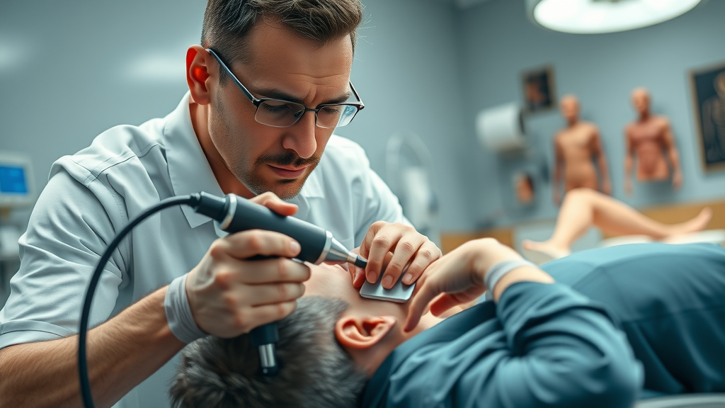 Chiropractor in Gig Harbor using advanced adjustment tool at Fox Chiropractic Wellness Center