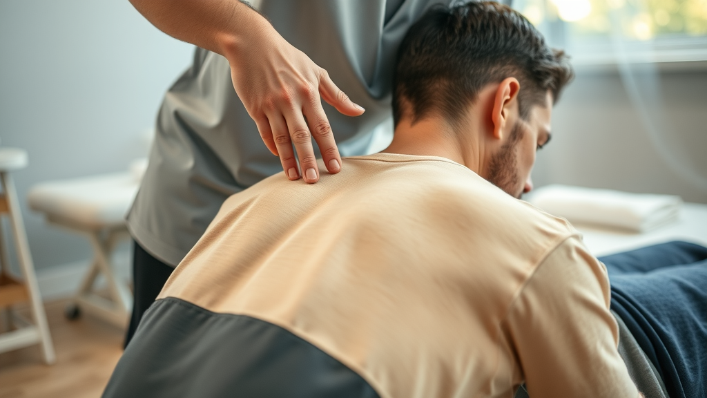 Chiropractic adjustment at a holistic wellness center in Gig Harbor, gentle back alignment, patient relaxed