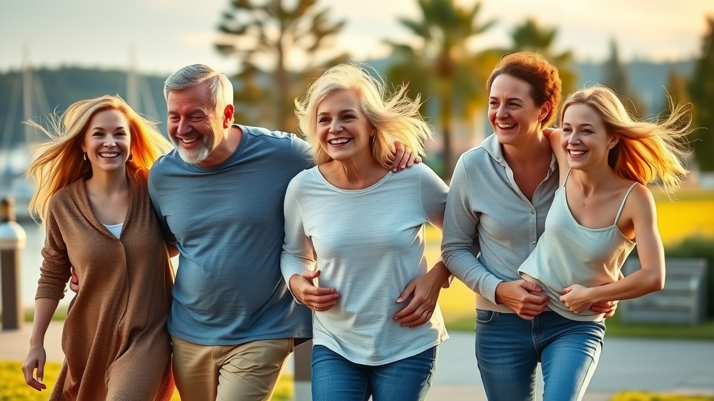 Healthy and active family enjoying outdoors after holistic chiropractic care in Gig Harbor waterfront park